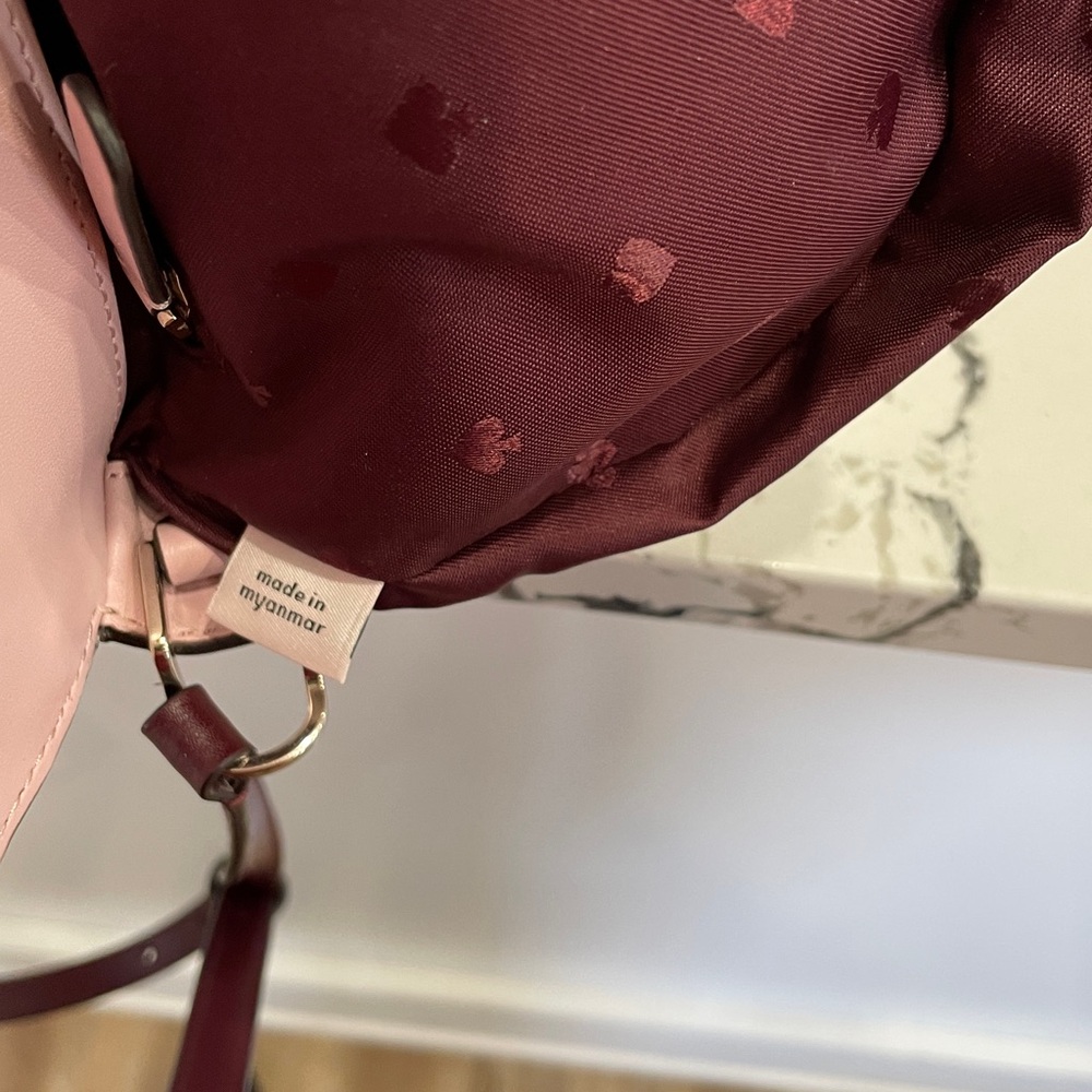 Kate Spade Maroon, Spade Patterned Crossbody Bag, Like New, Used Only One Time - Picture 14 of 14